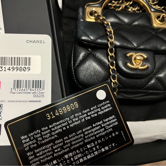 Chanel Lady Handle Flap Card Holder with Chain Black - Picture 10 of 11